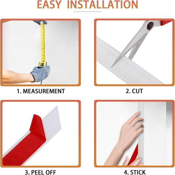QDYMXUN TPE Self Adhesive Wall Molding Trim White-4