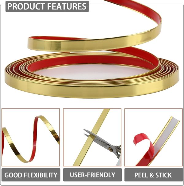 QDYMXUN Glossy Gold PVC Wall Molding Trim Self Adhesive-2