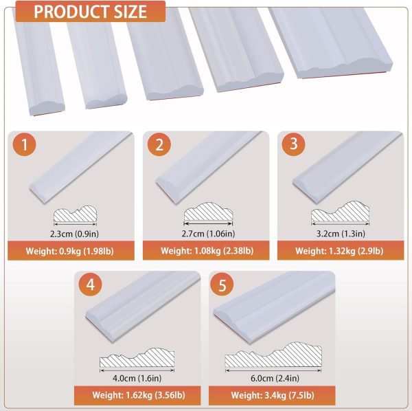 QDYMXUN TPE Self Adhesive Wall Molding Trim White-1