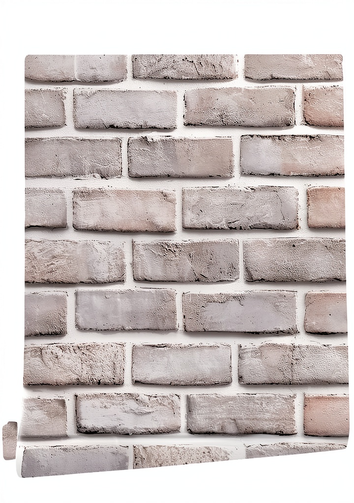 White brick wallpaper applied in a modern bathroom