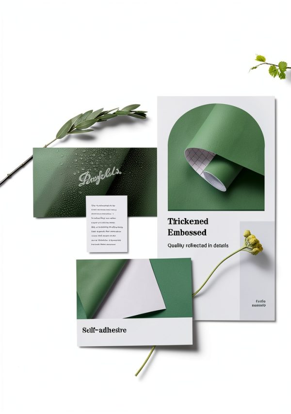 Dimoon Dark Green Vinyl Self‑Adhesive Wallpaper 17.7x118 inches-3